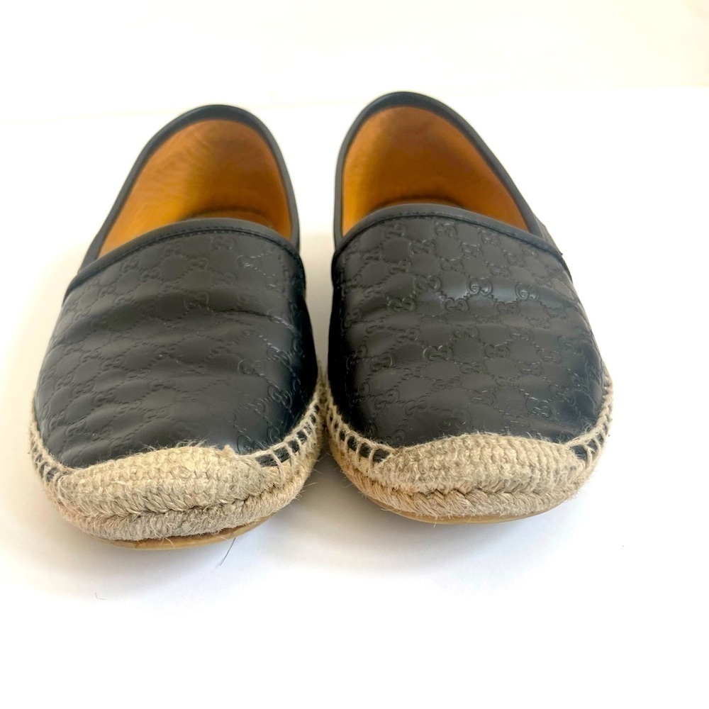 GUCCI Black Microguccissima Leather Slip On Espadrille Flats EU 38 - Picture 3 of 10